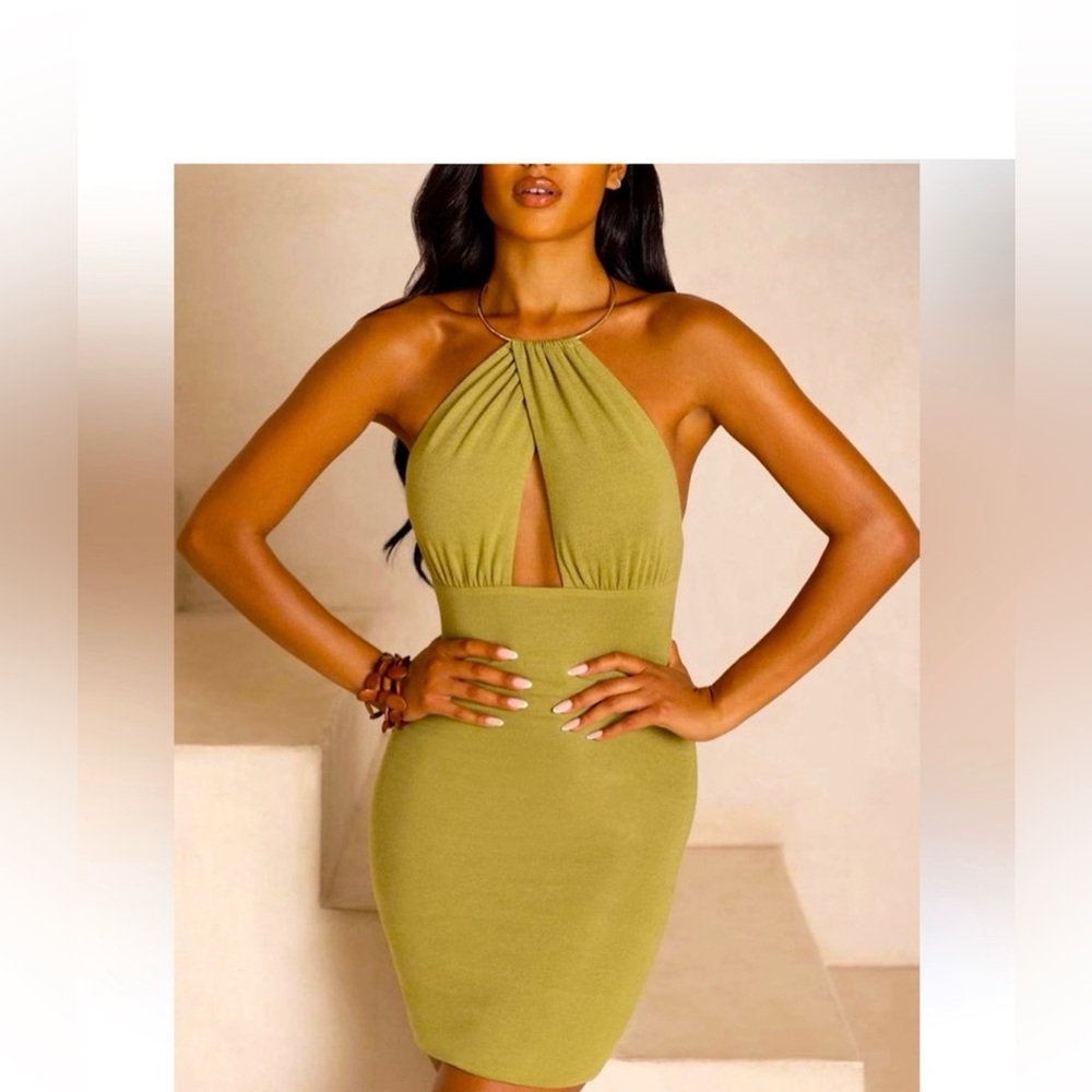 Oh Polly Olive Green Halter Dress